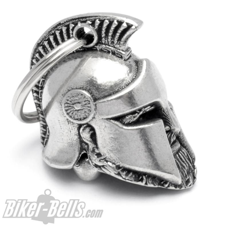 300 Spartan Biker-Bell Warrior With Helmet And Beard Motorcyclist Lucky Charm
