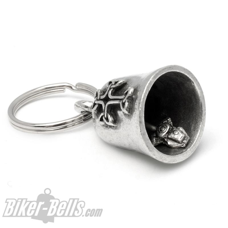 Verziertes keltisches Kreuz Biker-Bell Motorradglöckchen Glücksbringer Gremlin Bell Verziertes keltisches Kreuz Biker-Bell Motorradglöckchen Glücksbringer Gremlin Bell