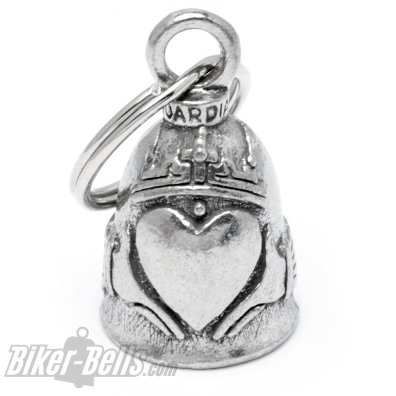 Gladdagh Guardian Bell Heart Crown Hands Motorcycle Lucky Charm Bell Gift