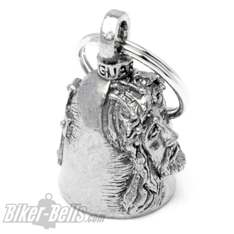 Guardian Bell Jesus mit Dornenkrone und Kreuz Motorradfahrer Schutzengel Glocke Guardian Bell Jesus mit Dornenkrone und Kreuz Motorradfahrer Schutzengel Glocke