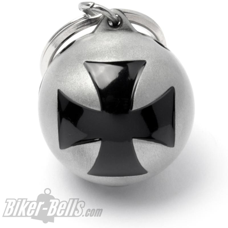 Ryder Ball With Large Iron Cross Motorcycle Lucky Charm Biker-Bell Gift