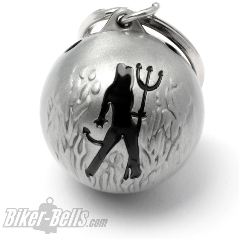 Hot Devil Woman With Flames And Hell Fork Ryder Ball Biker Lucky Charm Bell