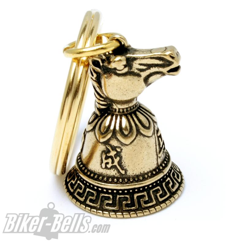 Kleine tibetanische Glocke mit Pferd verzierter Glücksbringer aus Messing Tibet Bell Kleine tibetanische Glocke mit Pferd verzierter Glücksbringer aus Messing Tibet Bell