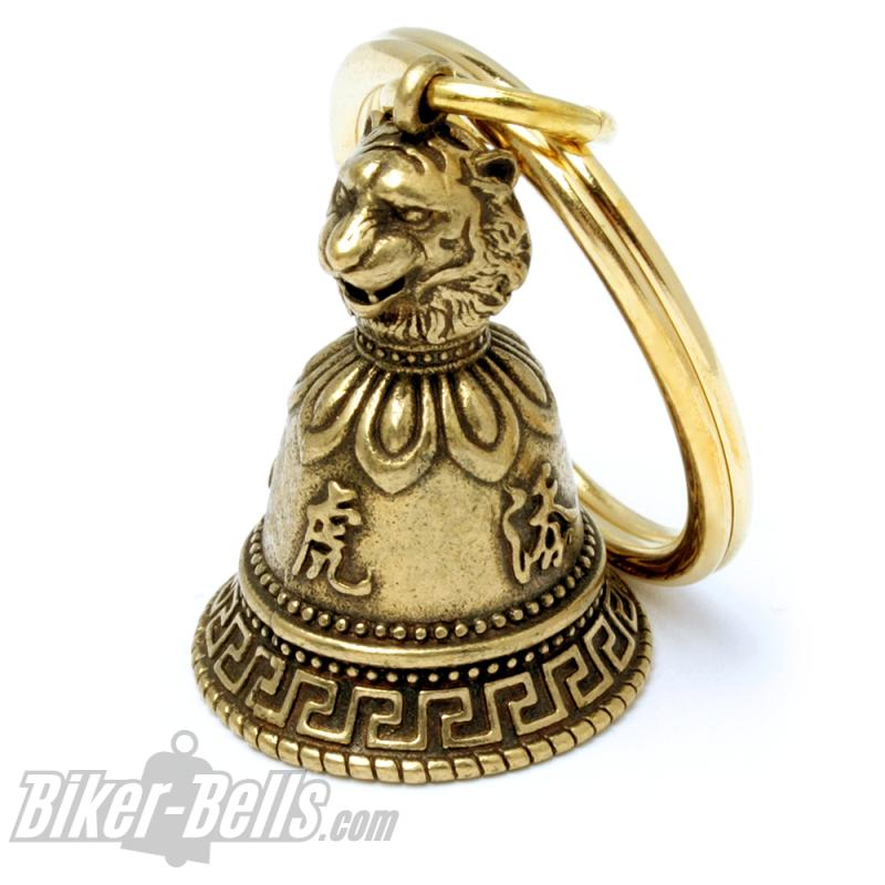 Kleine tibetanische Glocke mit Tiger verzierter Glücksbringer aus Messing Tibet Bell Kleine tibetanische Glocke mit Tiger verzierter Glücksbringer aus Messing Tibet Bell