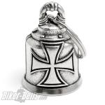 Verzierte Biker-Bell mit Eisernem Kreuz Glücksbringer für Motorradfahrer Geschenk