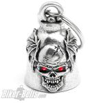Dämon mit roten Augen und Flügel Totenkopf Diamond Biker-Bell Motorrad Geschenk