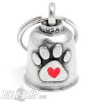 Gremlin Bell mit Hunde-​Pfote und Herz Motorradfahrer Hund Glücksbringer Geschenk