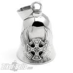 Keltisches Rad-Kreuz auf Edelstahl Biker-Bell silberfarben Motorradfahrer Geschenk