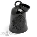 Indianer Häuptling Biker-Bell Schwarz aus Edelstahl Motorradfahrer Glücksglöckchen