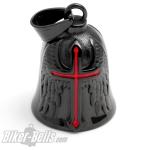 Black Biker Bell with Red Cross and Wings Stainless Steel Road Bell Lucky Charm
