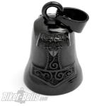 Black Viking Biker-Bell with Thor's Hammer Mjolnir Motorcycle Lucky Charm Gift Idea