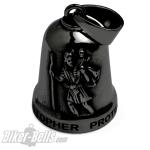 Black Biker Bell St. Christopher Patron Saint of Travellers 316L Stainless Steel