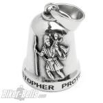 Edelstahl Biker-Bell mit heiligem St. Christophorus Schutzpatron der Reisenden