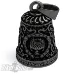 Ornate Black Biker-Bell with Skull made of Stainless Steel Motorcycle Bell Gift