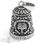 Ornate Motorcycle Bell with Skull made of Stainless Steel Biker Lucky Charm Gift