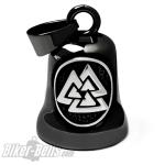 Schwarze Wikinger Biker-Bell mit silber Valknut-Symbol Motorradfahrer Glücksbringer
